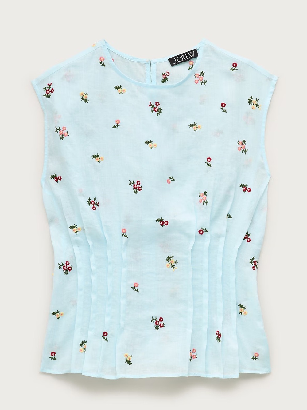 JCREW Pintuck shell top in ramie with embroidered florals Size 4 CT109 NWT - Picture 2 of 14